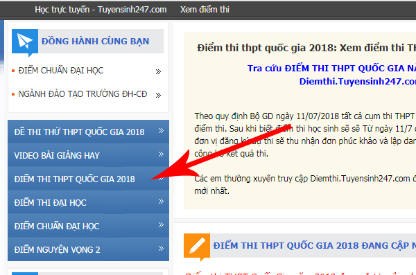 Hướng dẫn cách tra cứu điểm thi tốt nghiệp THPT Quốc gia năm 2018