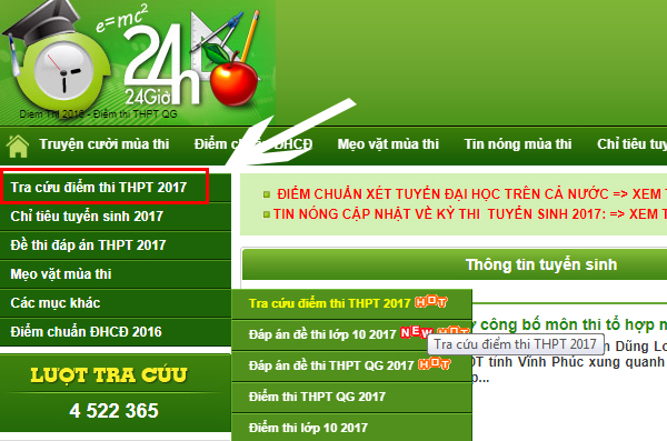 Hướng dẫn cách tra cứu điểm thi tốt nghiệp THPT Quốc gia năm 2018